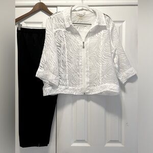 TANJAY 2 pieces pants pull on and zip up top blazer jacket 14 Petite
